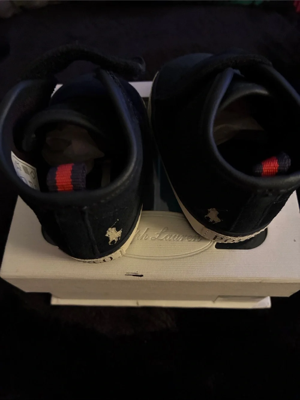 Ralph Lauren Navy Suede Baby Walker Sneakers with Ivory Sole Accent